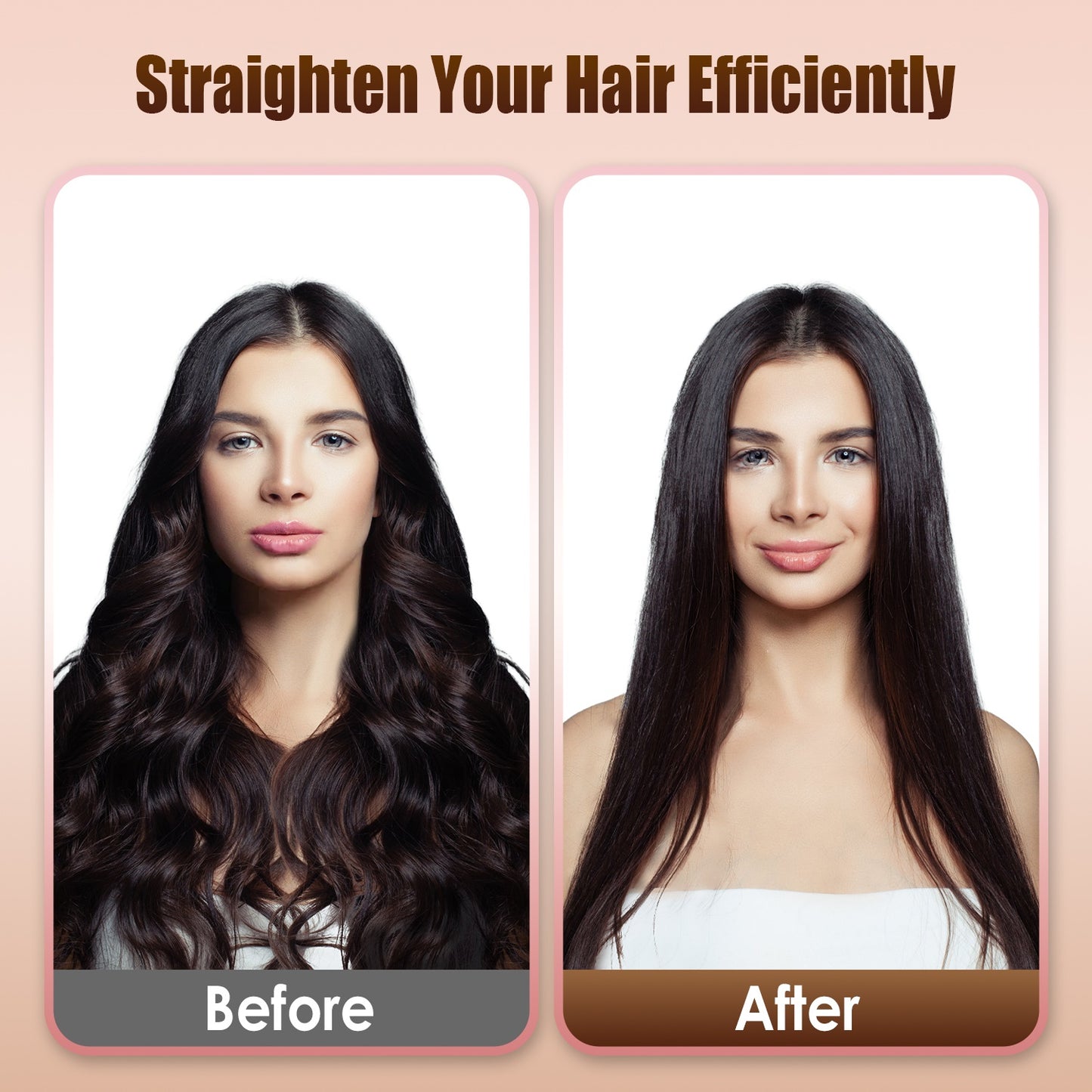 Cordless Hair Straightener Brush 2-in-1 Ceramic Flat Iron