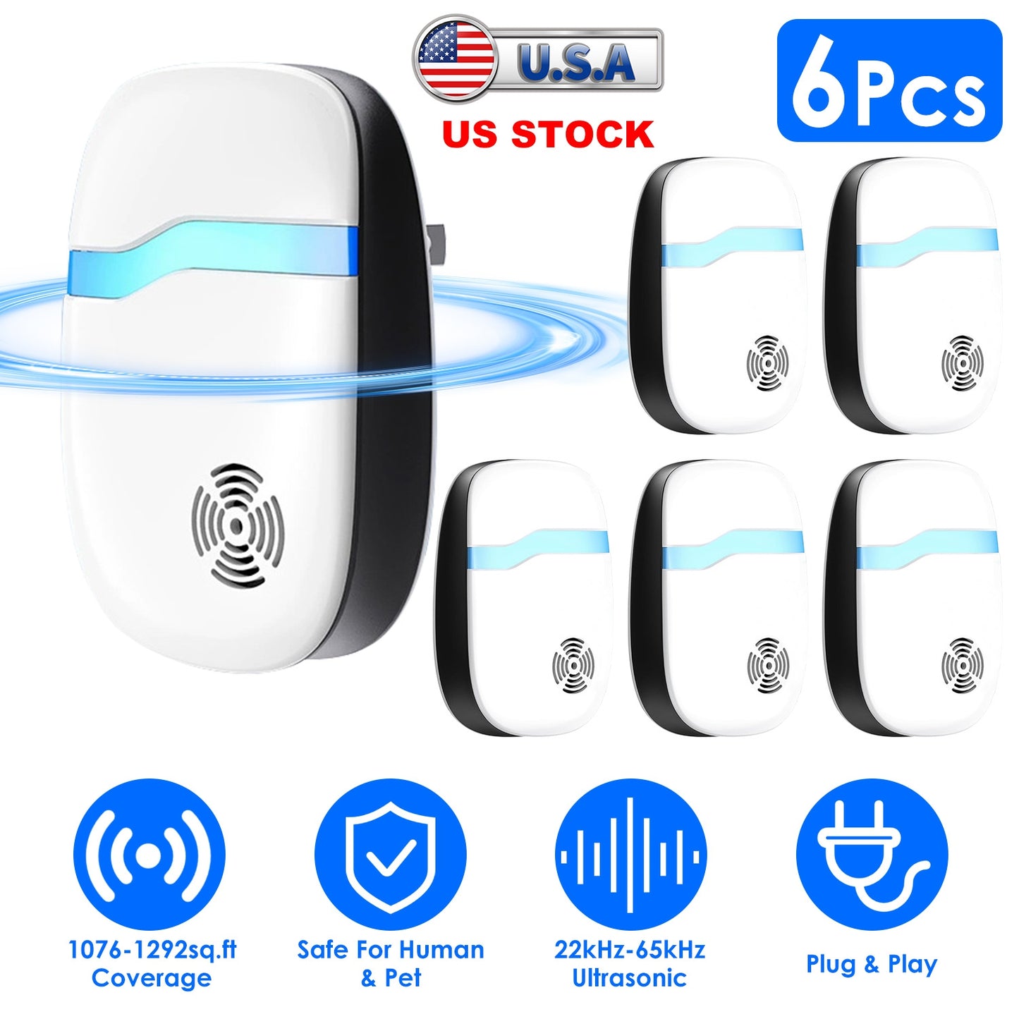 Ultrasonic Pest Repeller 6-Pack for Indoor Rodent Control