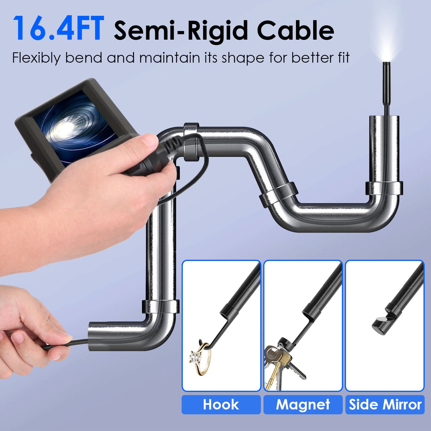 1080P Endoscope Camera with 4.3" Screen and 16.4FT Cable