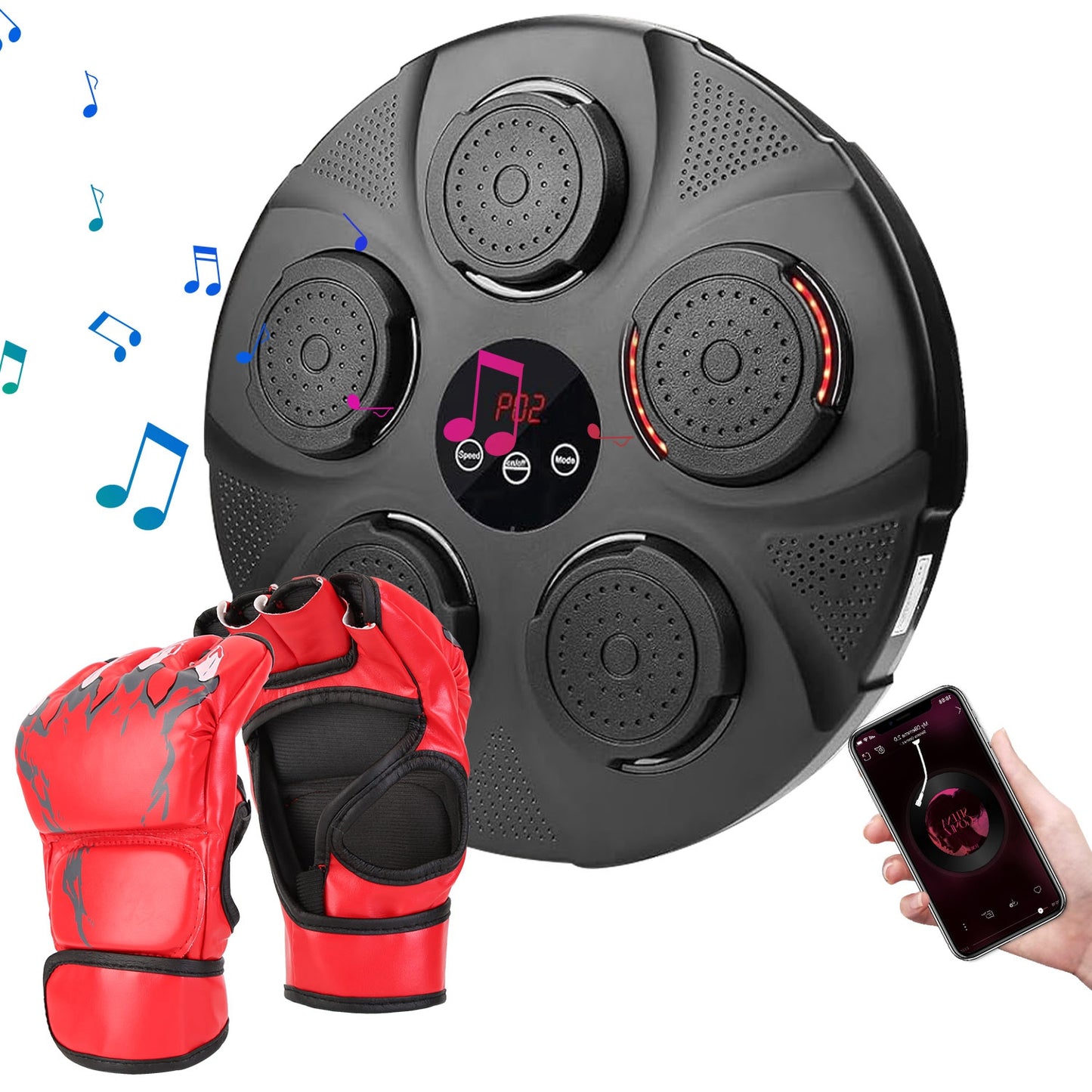 Music Boxing Machine with LED Lights and Bluetooth Speaker