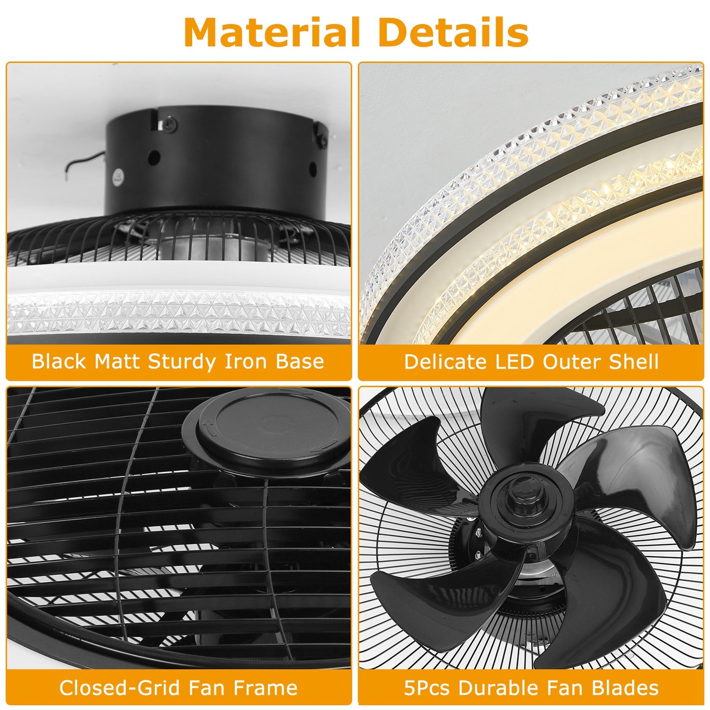 20.5" LED Ceiling Fan with Light and Remote Control