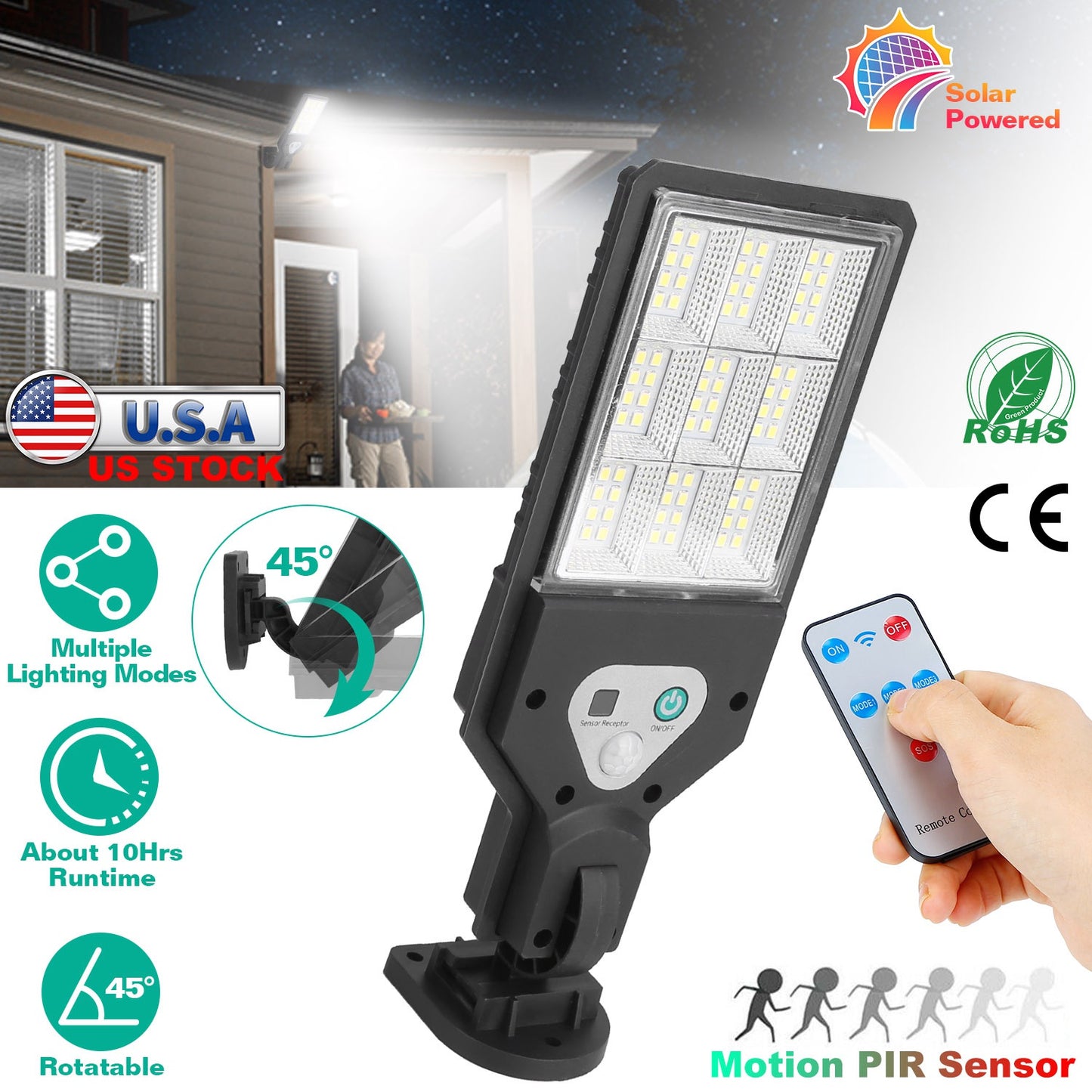 Solar Wall Light with Motion Sensor and Remote Control