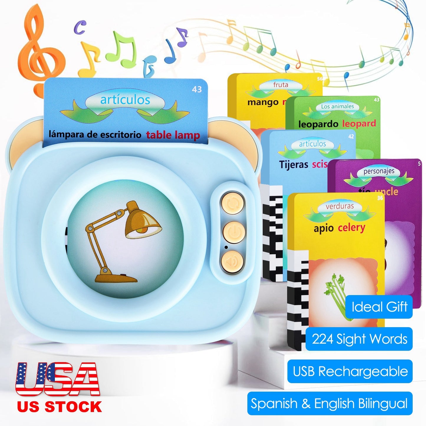 Bilingual Talking Flash Cards - Spanish & English Learning Toy