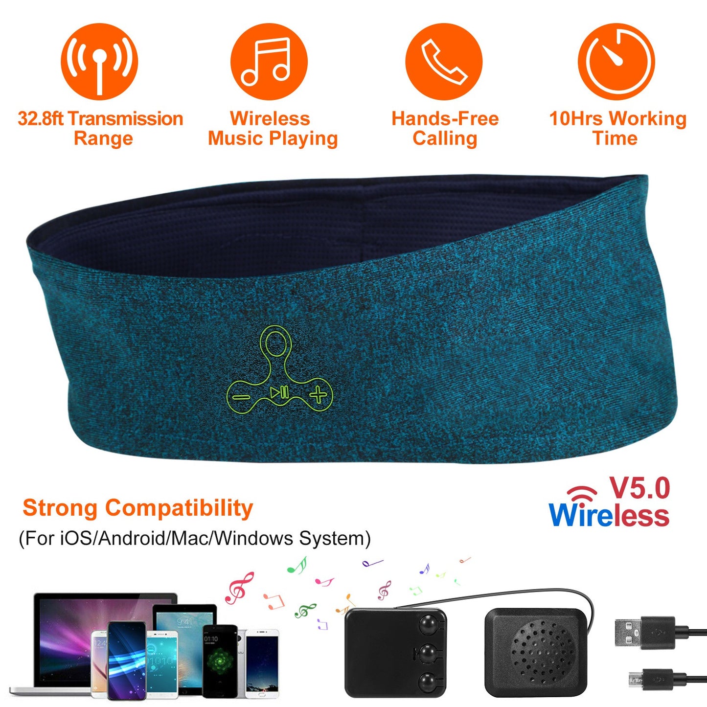 Wireless Sleep Headphones Headband with Bluetooth Speakers