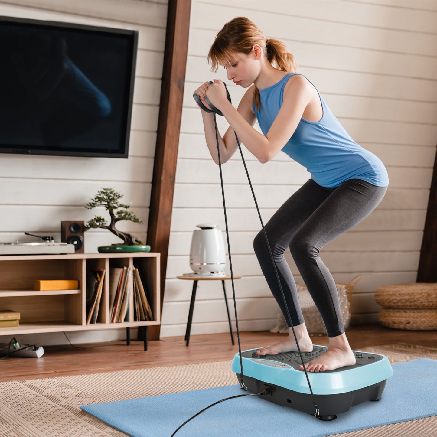 Vibration Platform Exercise Machine with Resistance Bands