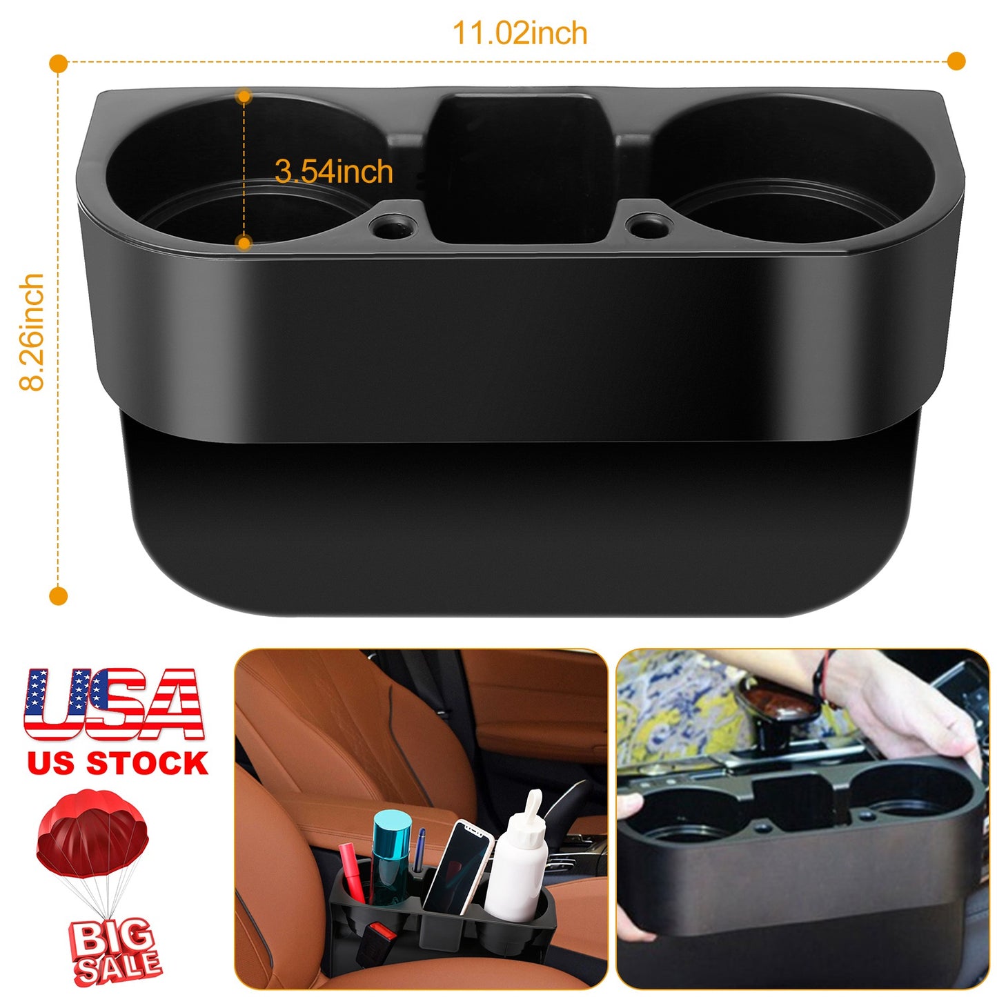 Car Seat Gap Cup Holder Organizer with Dual Holders