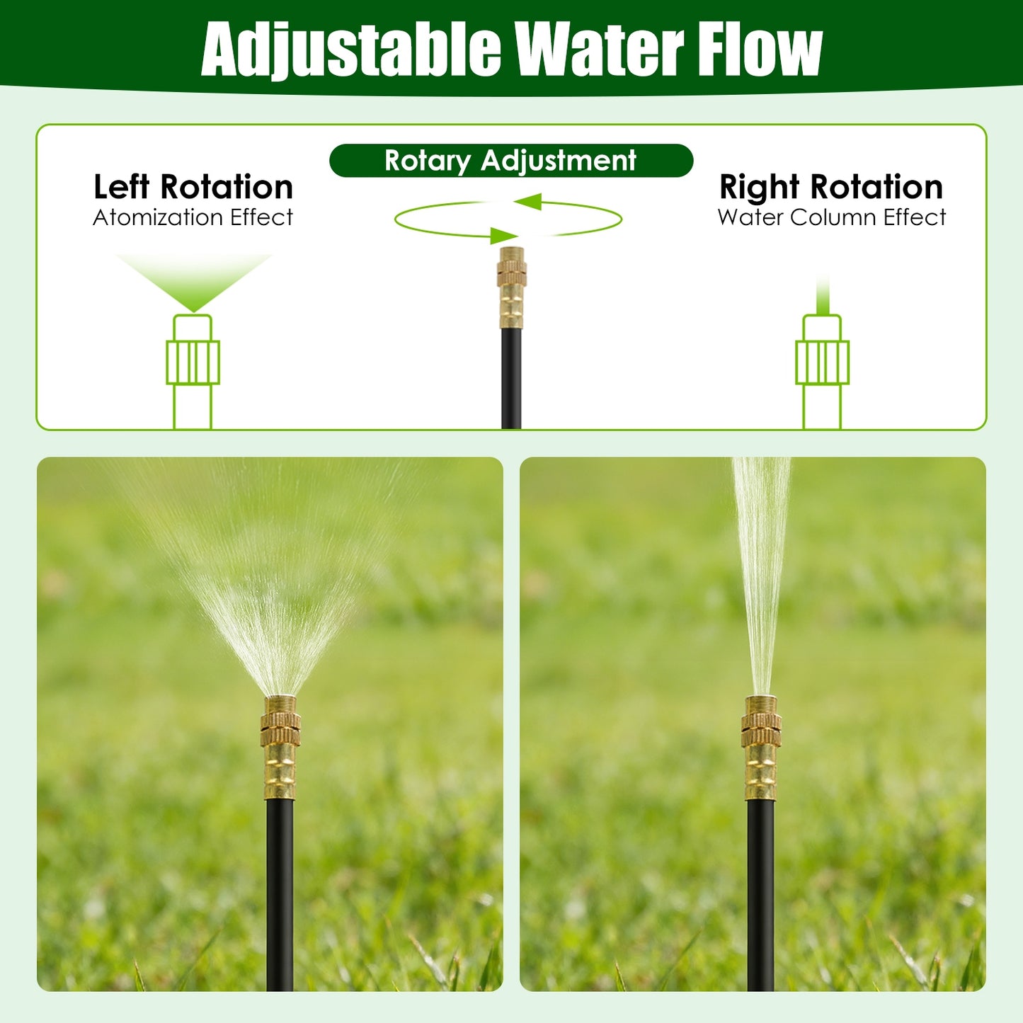 Drip Irrigation System with 49FT Hose & 360° Bendable Nozzles