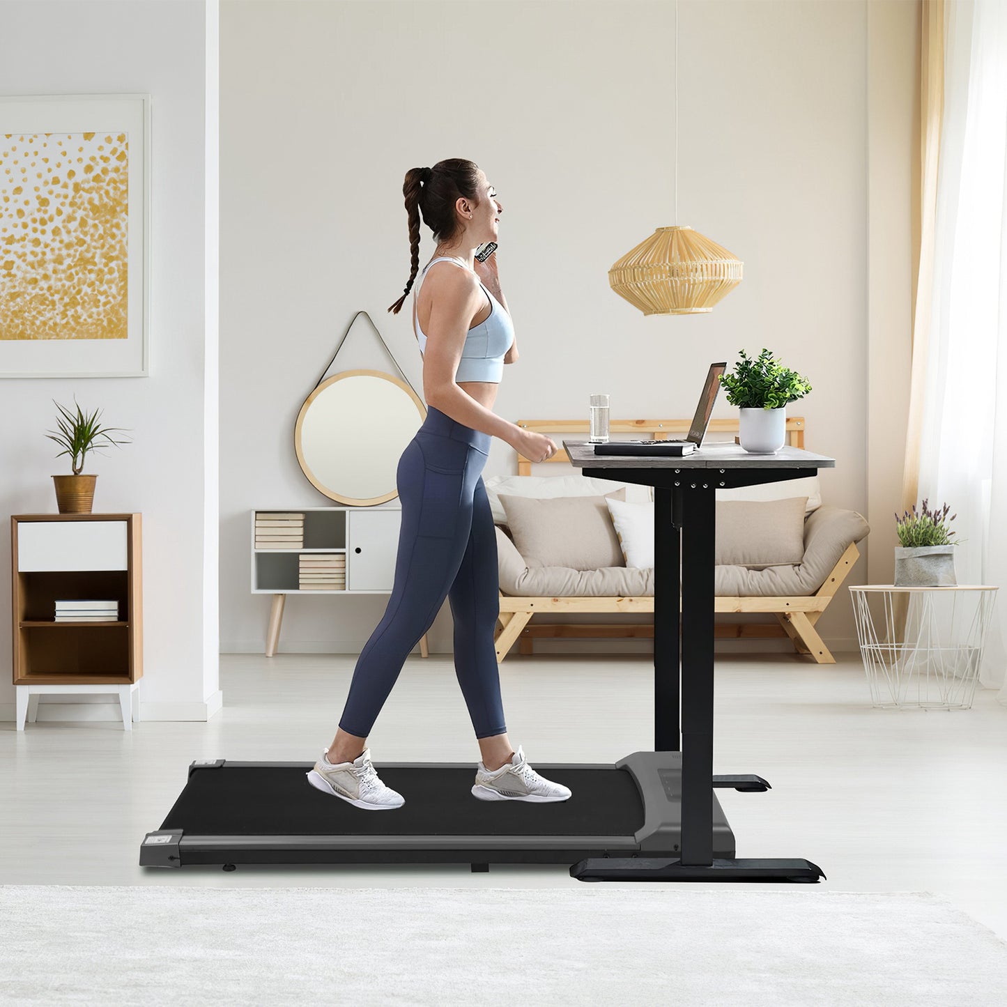 Under Desk Folding Treadmill with Remote and App Control