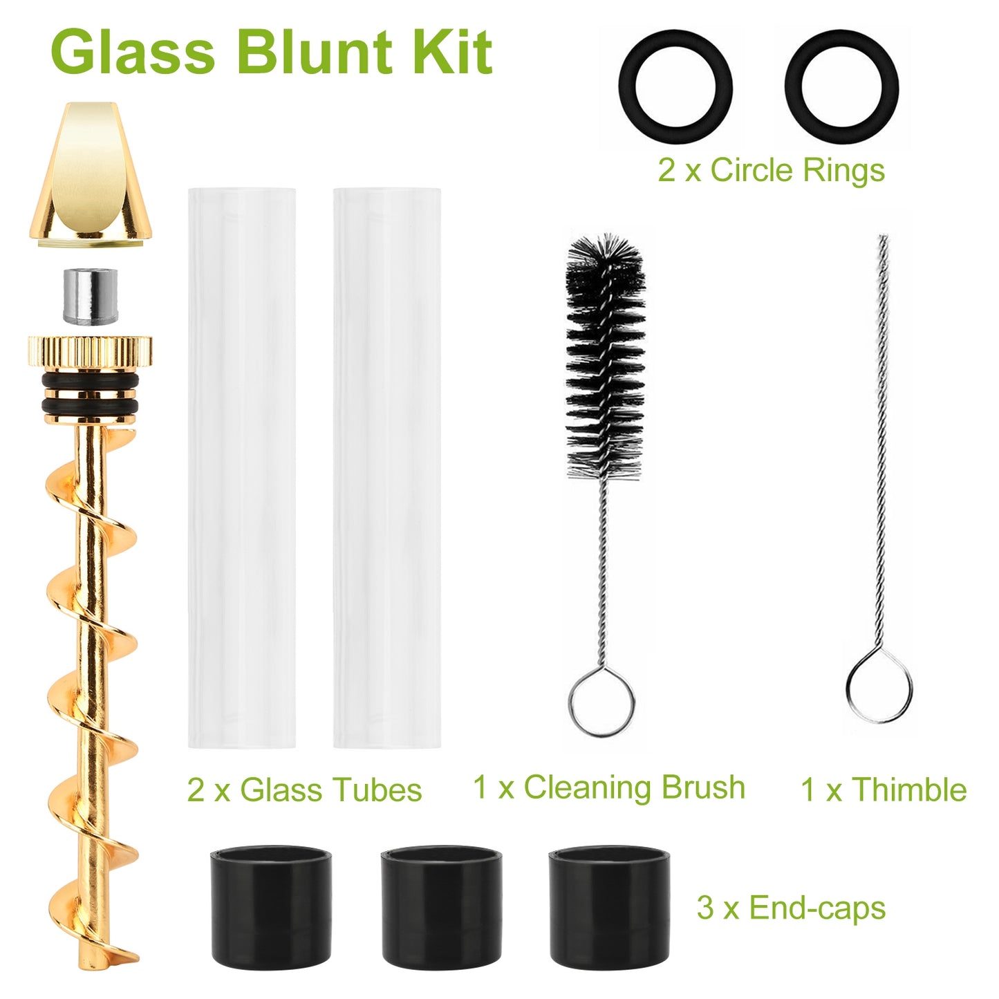 Twisty Glass Blunt Pipe with Grinder and Cleaning Kit
