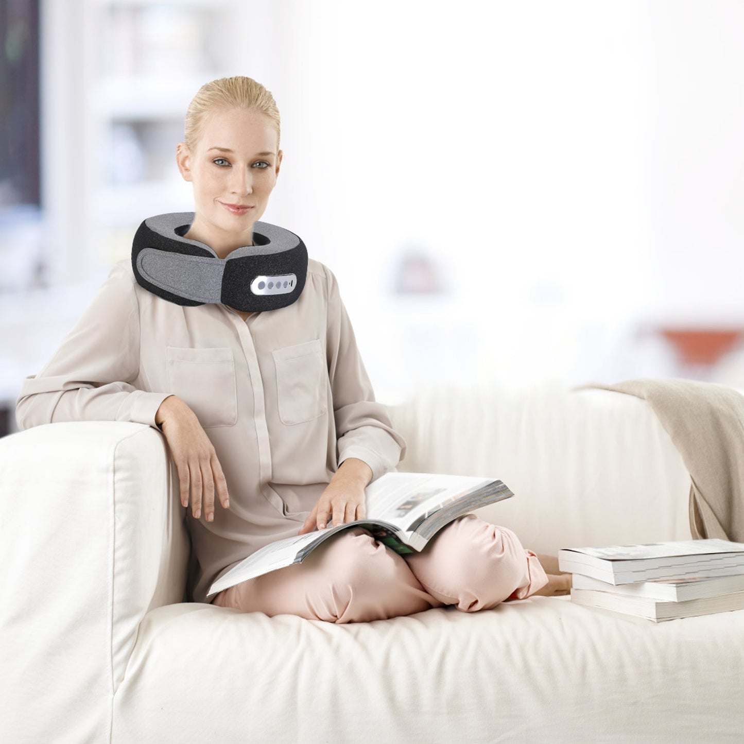 Neck Massager Pillow with Heat & Memory Foam Travel Support