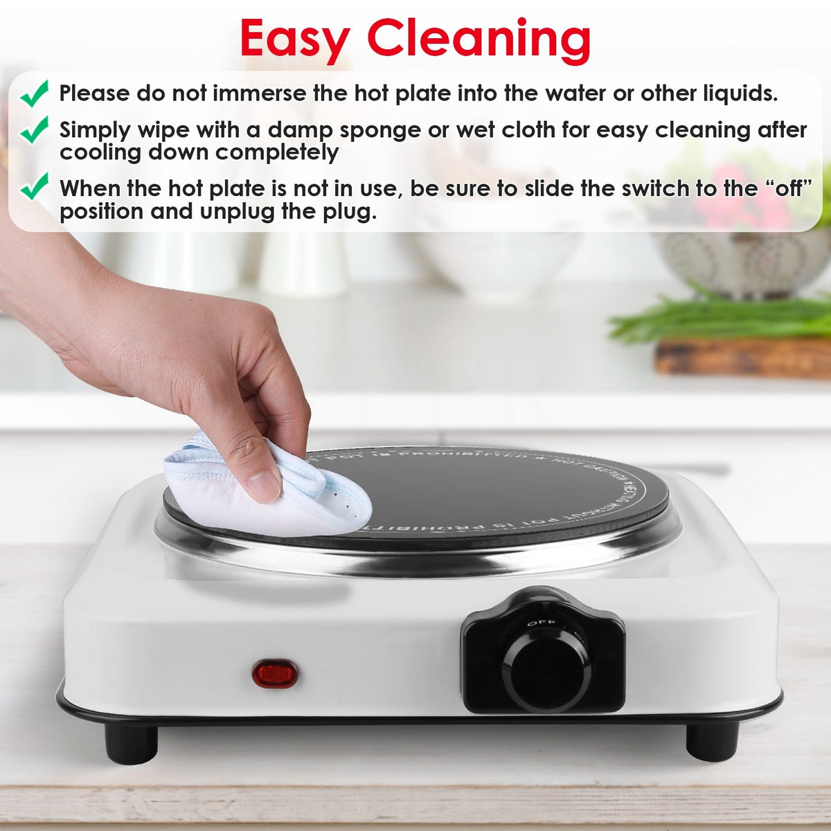 1000W Infrared Hot Plate – Portable Single Burner with Glass Cooktop