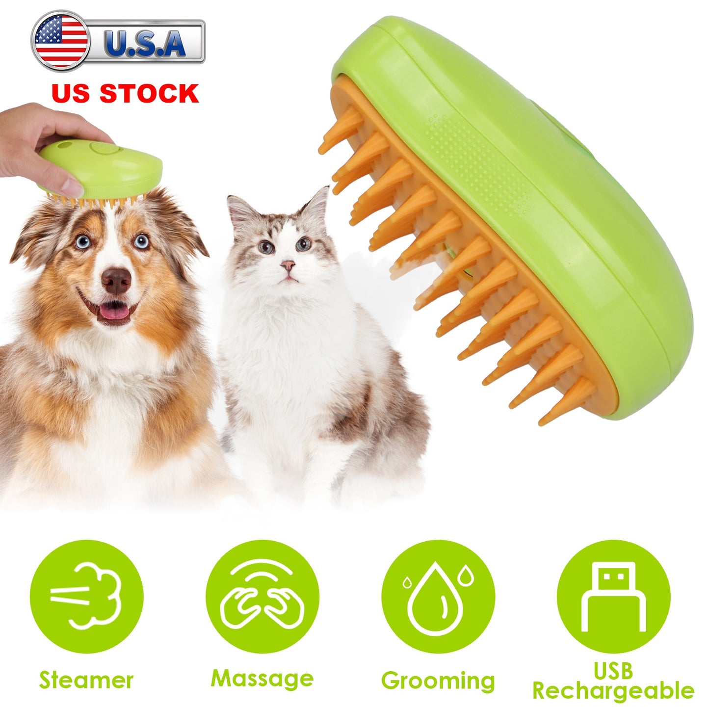 Cat Grooming Steam Brush with USB Rechargeable Battery