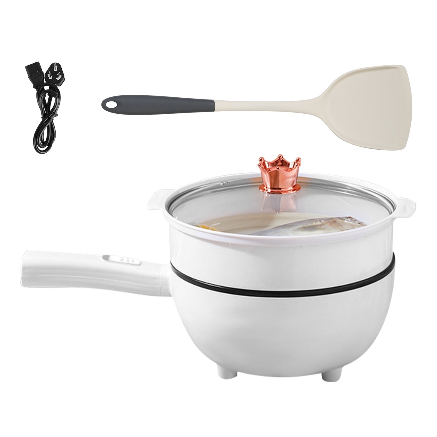 Electric Hot Pot with Steamer Rack - 3L Non-Stick Cooker