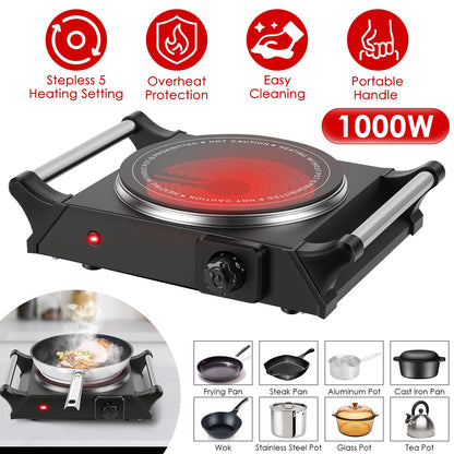 Electric Double Burner Hot Plate with Adjustable Temperature