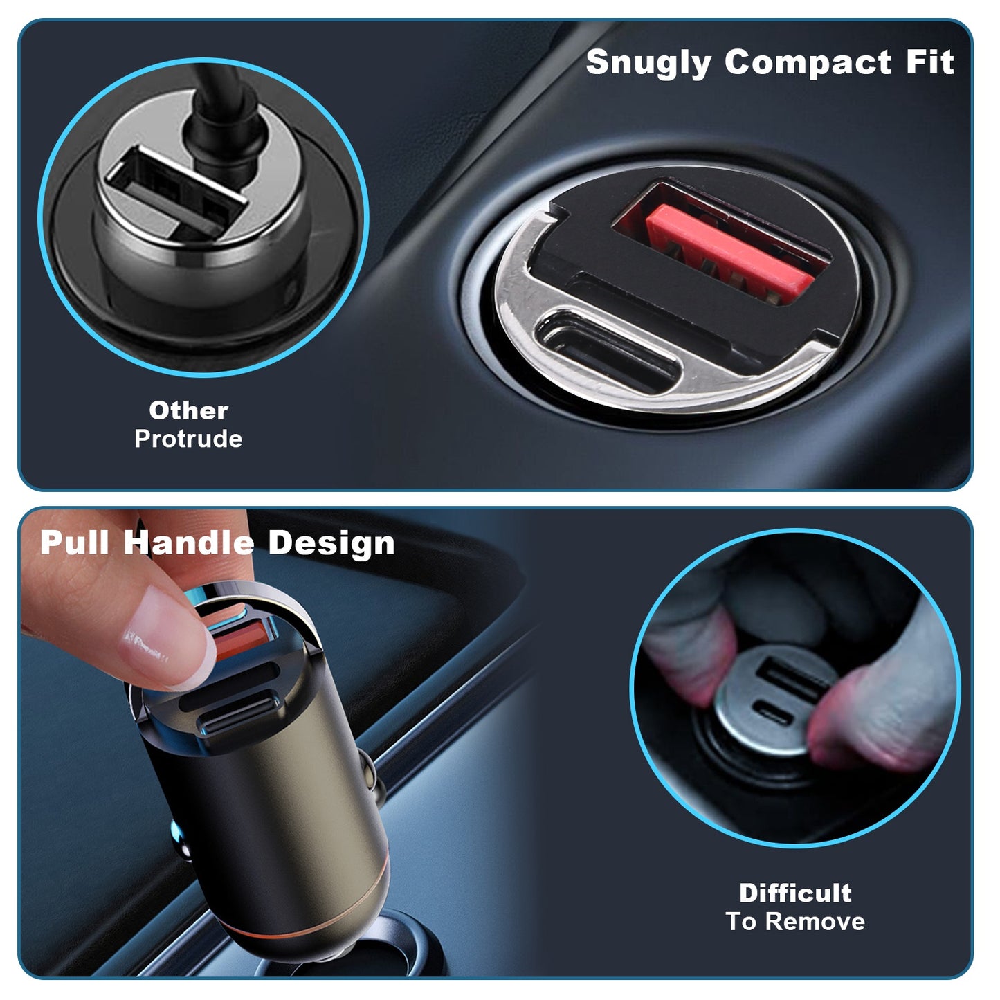 Dual Port USB-C Car Charger 100W Fast Charging Adapter