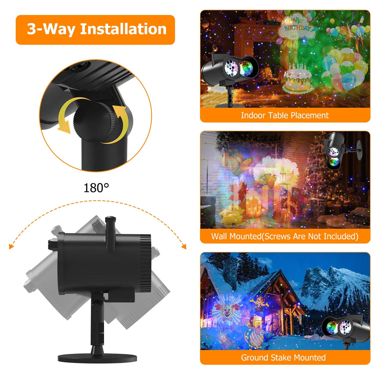 LED Projector Light with 12 Patterns & Remote Control