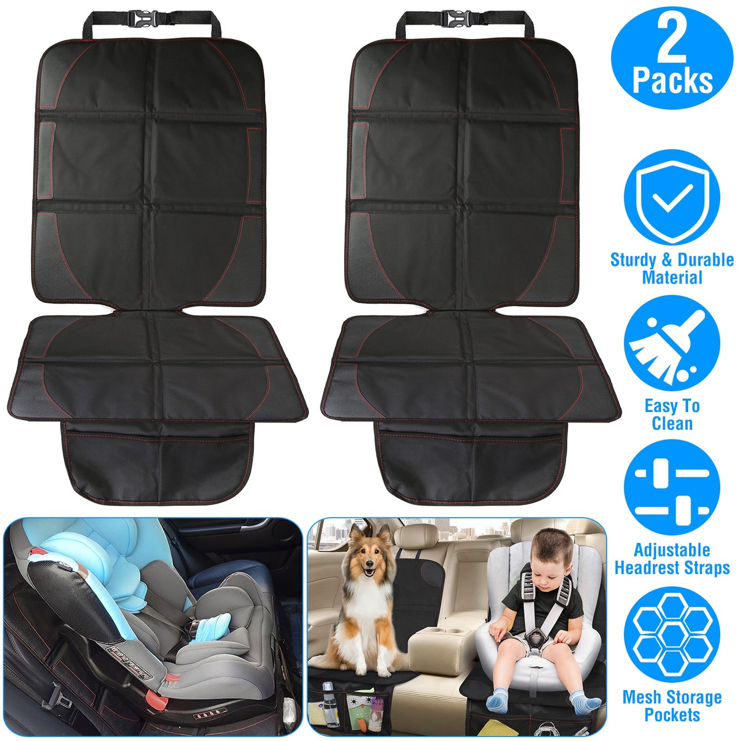 Car Seat Protector with Thick Padding - 2 Pack