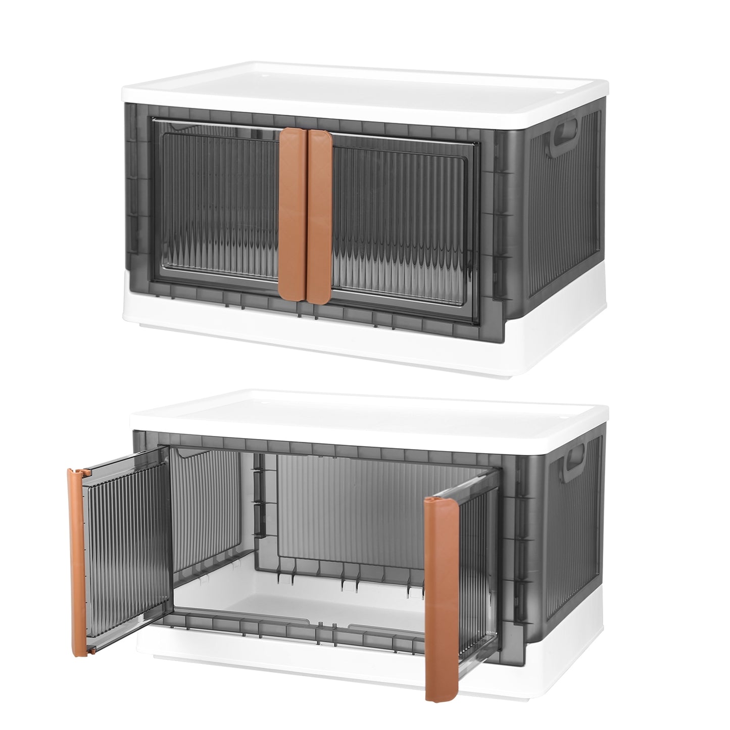 32L Foldable Storage Bins with Lid and Front Door - 2 Pack