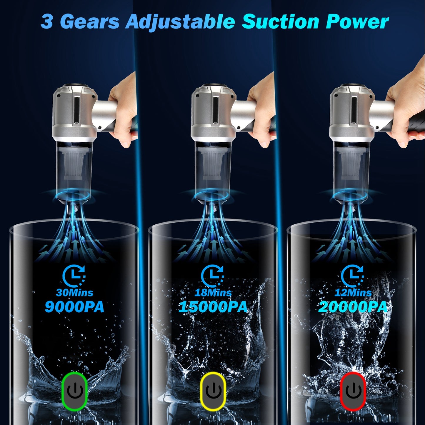 Cordless Car Vacuum Cleaner with 20000PA Suction & Brushless Motor