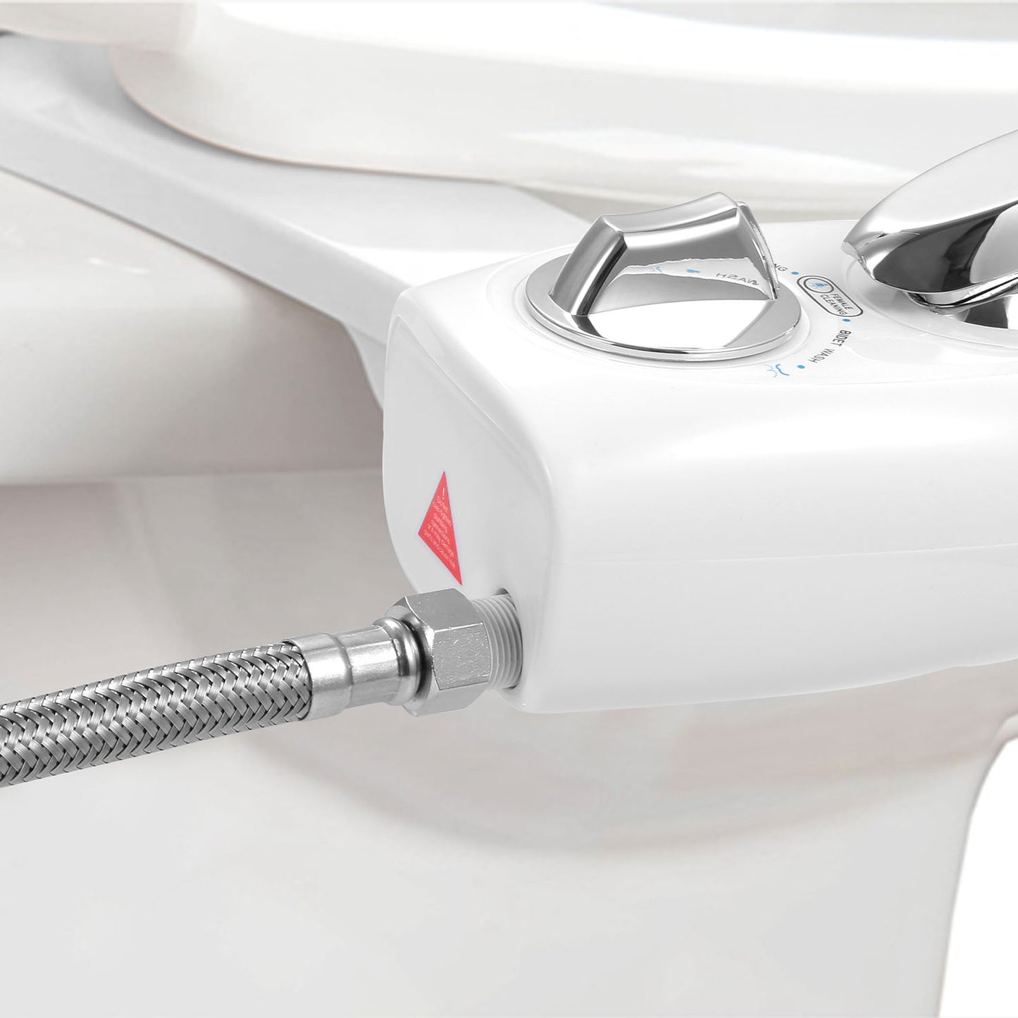 Non-Electric Bidet Attachment with Dual Nozzle Self-Cleaning