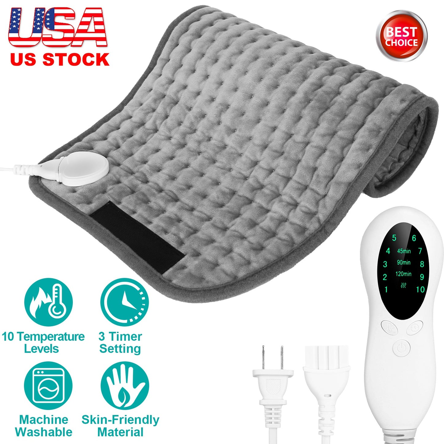 Electric Heating Pad with 10 Temperature Levels & Timer