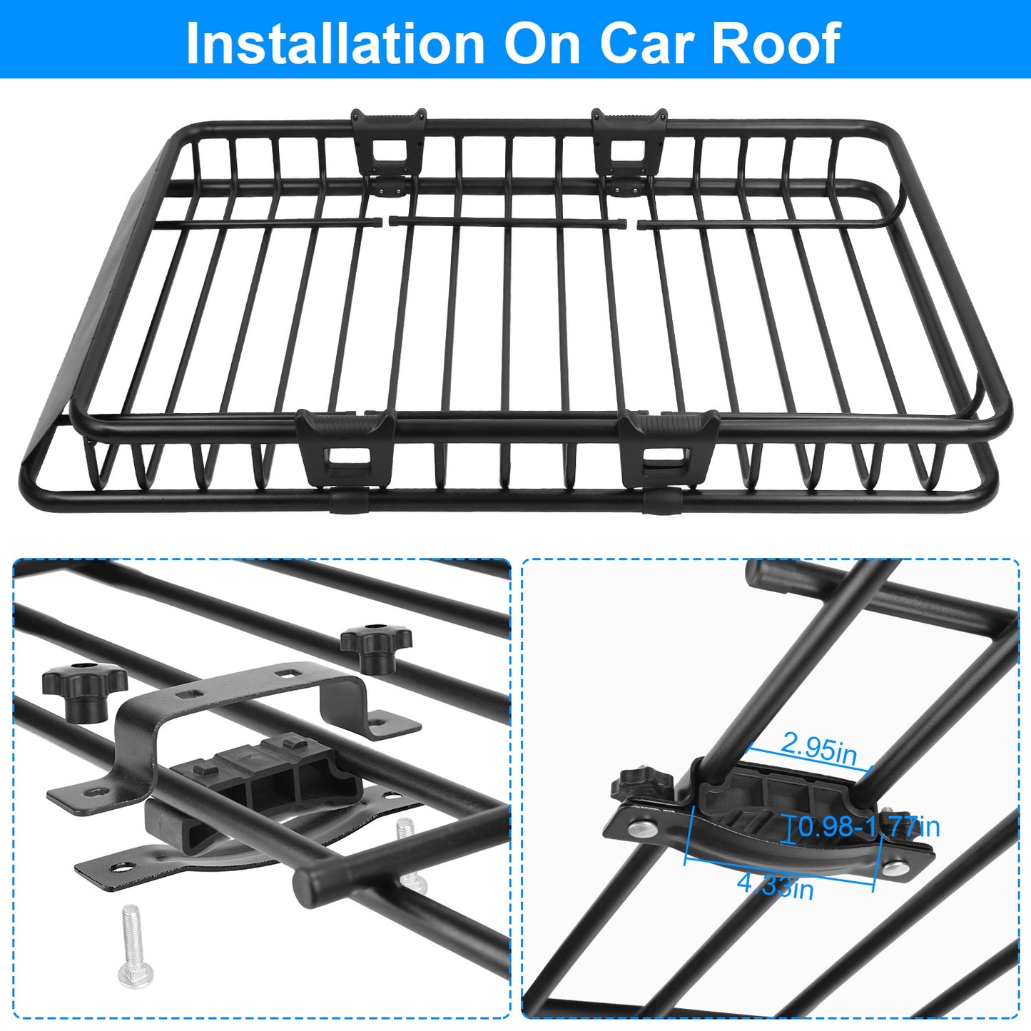 Roof Rack Cargo Carrier 63x39in with Net & Straps