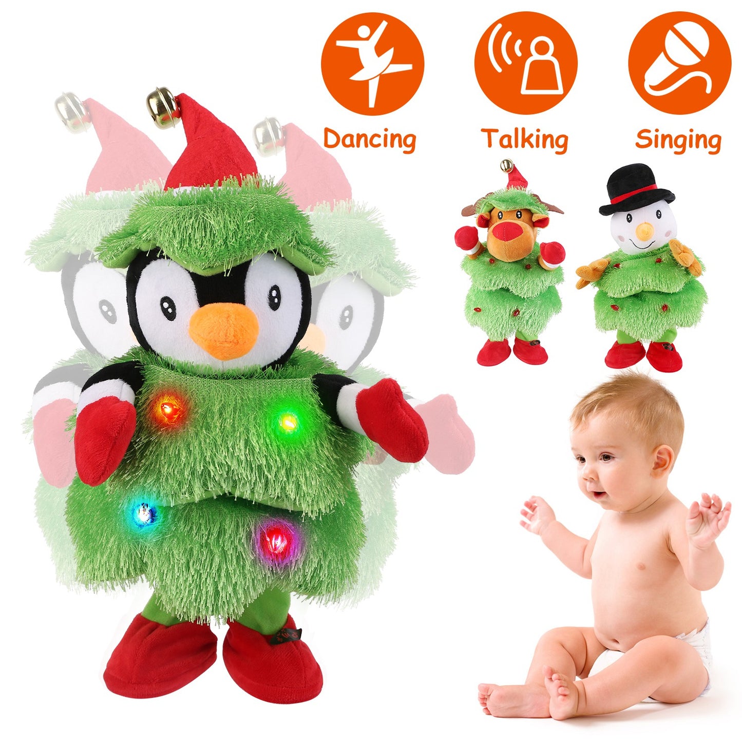 Dancing Singing Plush Toy with Mimicking & Light-Up Features