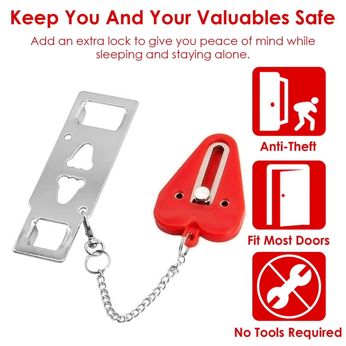 Portable Travel Door Lock with Security Latch - 2 Pack