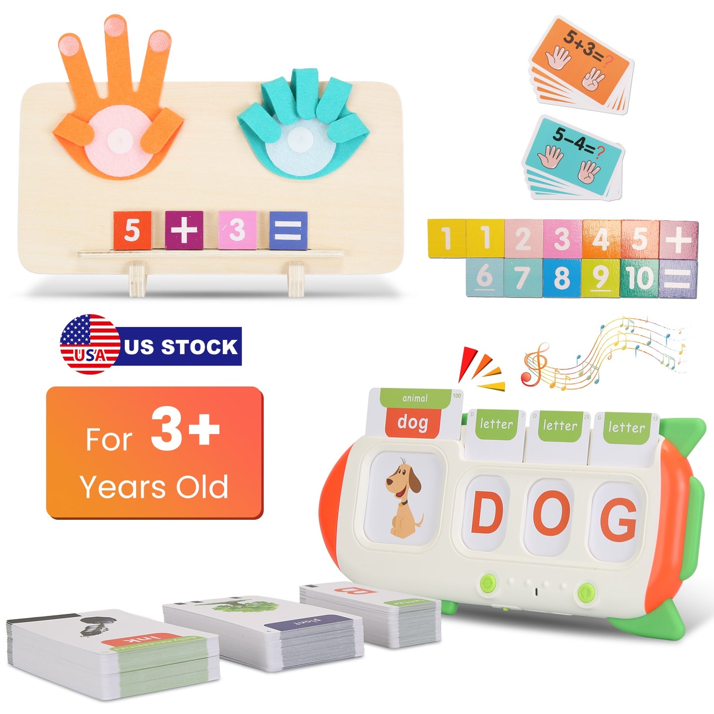 Talking Flash Cards & Math Board Set for Kids Ages 3+