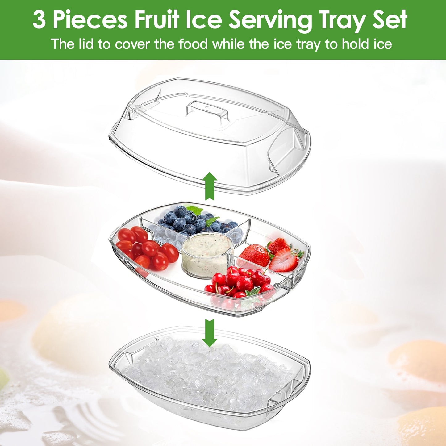 Chilled Serving Tray with Lid and 4 Compartments