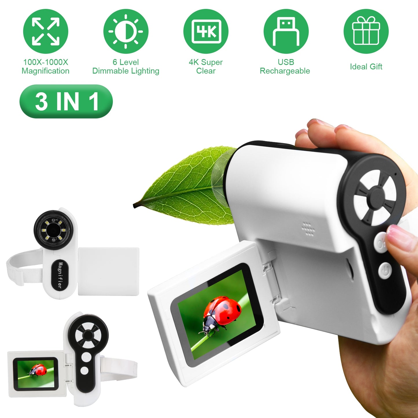 Kids Digital Microscope 1000X with Telescope & Camera
