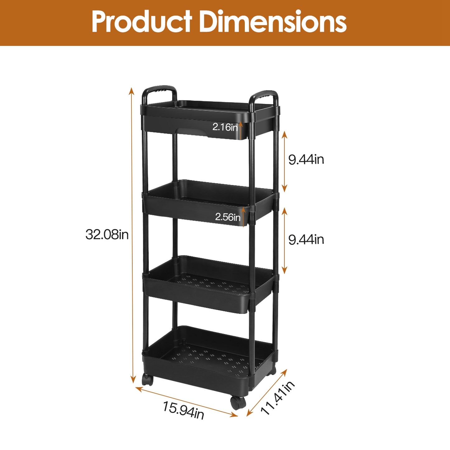 3-Tier Rolling Utility Cart with Drawer and Lockable Wheels