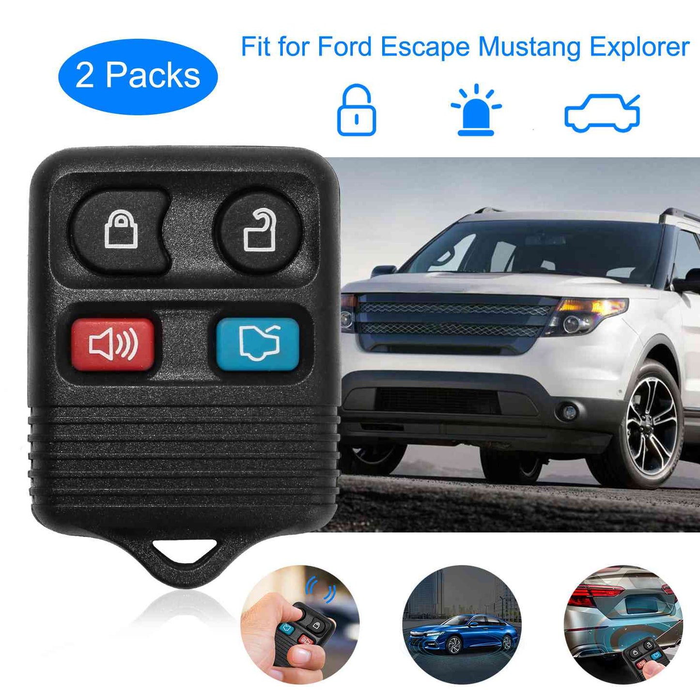 Keyless Entry Remote Key Fob for Ford Escape Mustang Explorer