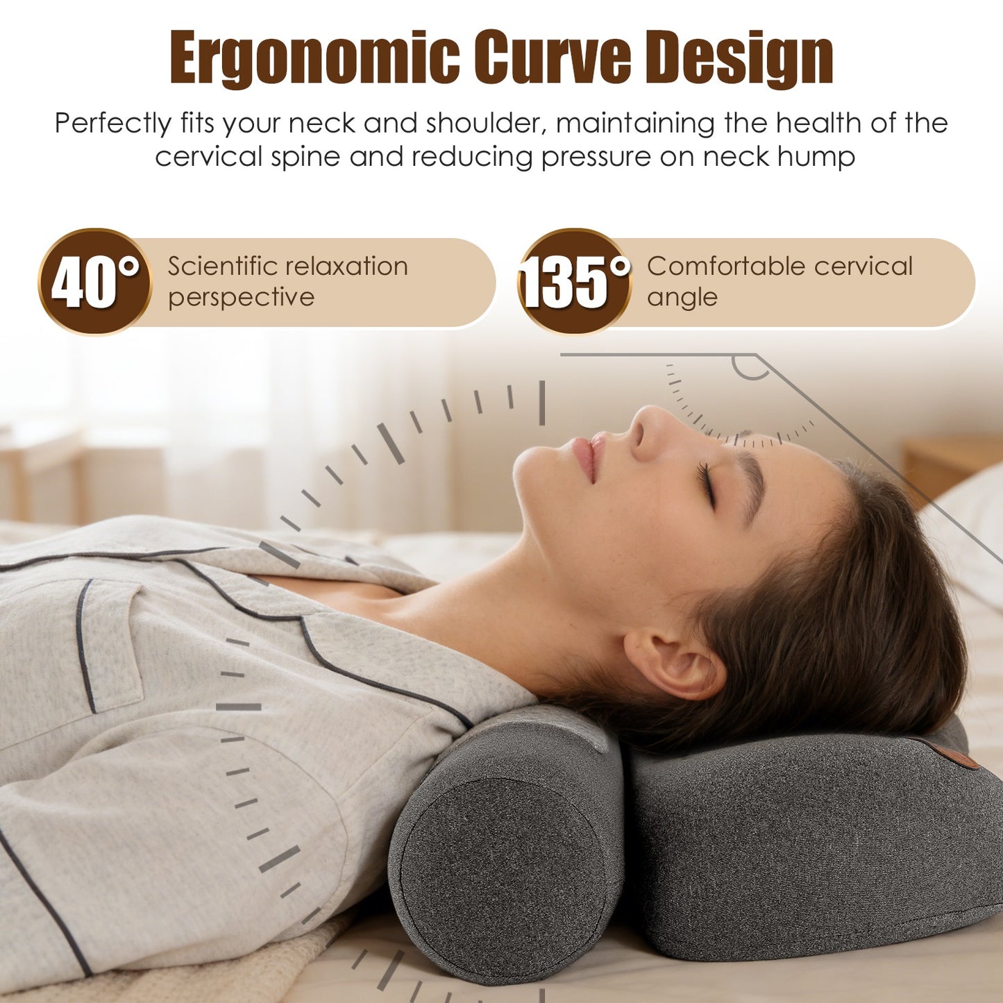Heated Memory Foam Neck Pillow with 3-Level Heat Therapy