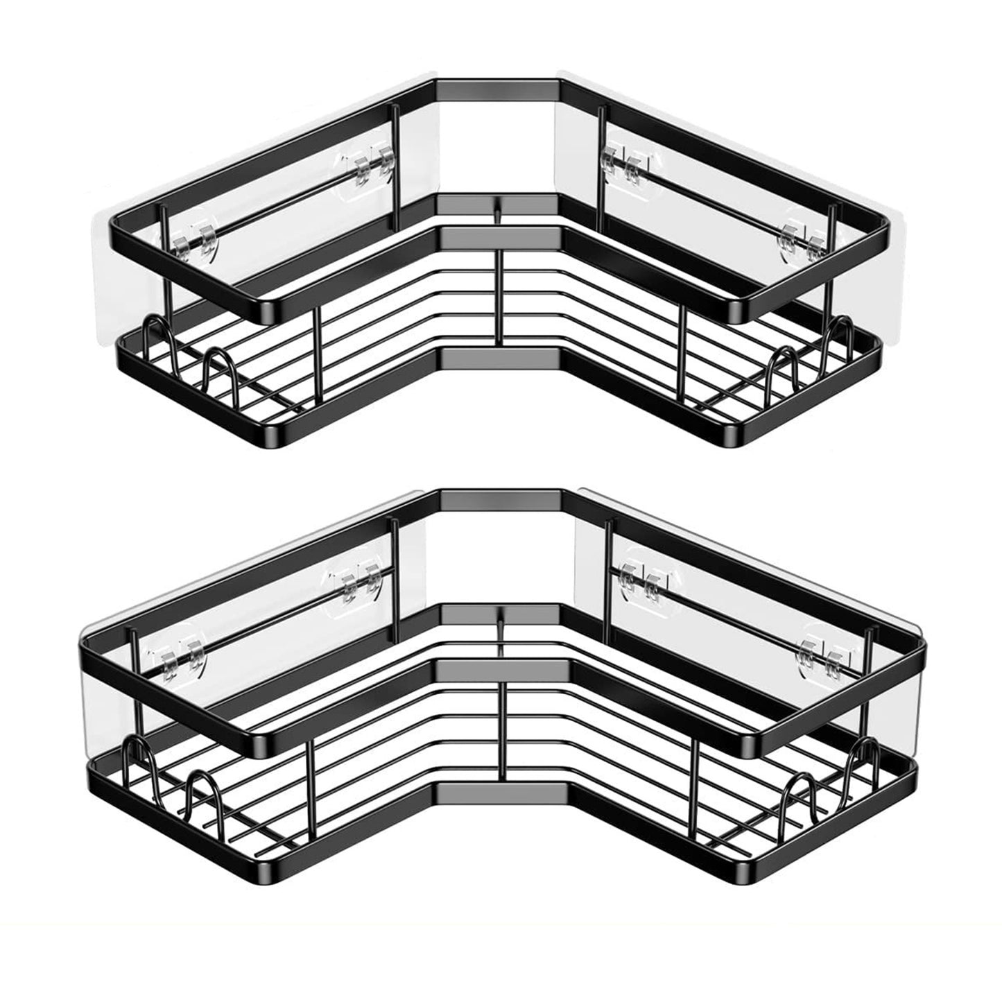 Corner Shower Caddy 2-Pack with Soap Holders & Hooks