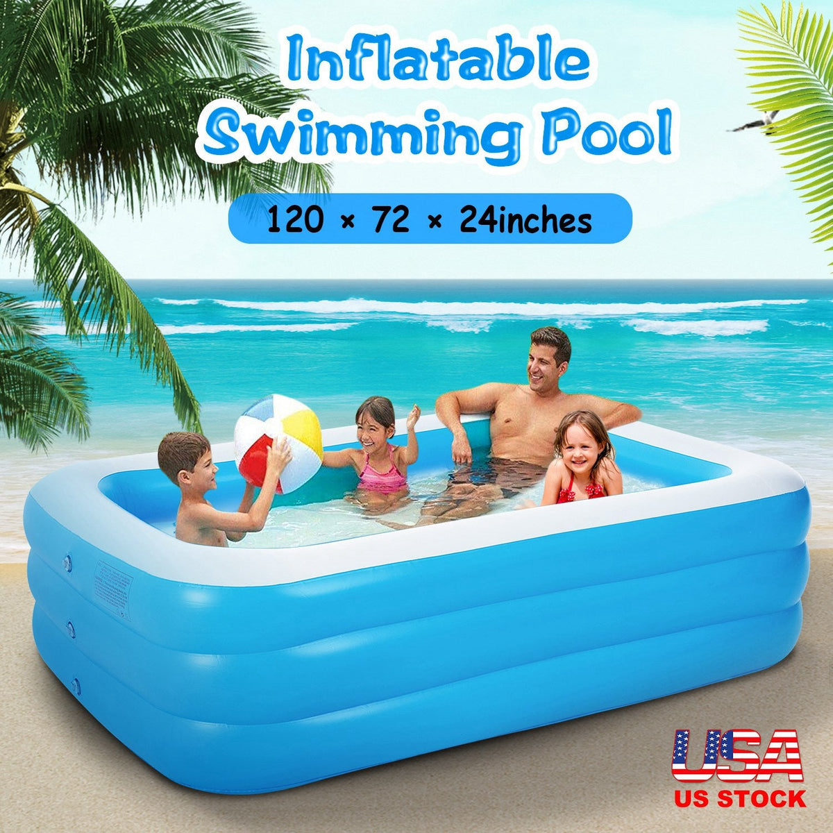 Inflatable Swimming Pools Family Swim Play Center Pool Blow up Kiddie Pool for Family Inflatable Lounge Pool for Kids Baby Adult Inflatable Water Ball