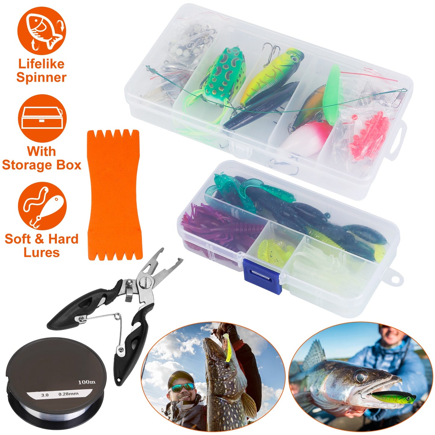 383-Piece Fishing Lure Tackle Kit with Storage Boxes