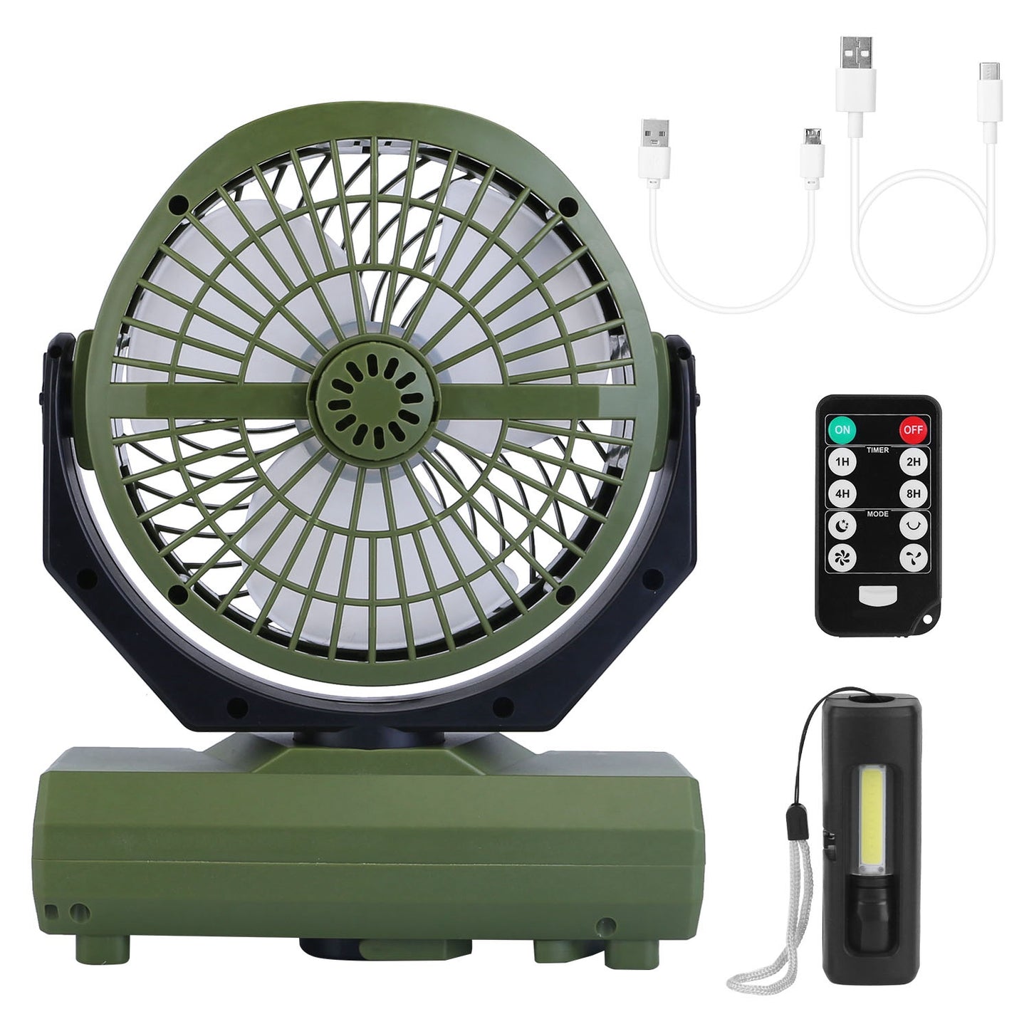 Rechargeable Camping Fan with Flashlight & Power Bank 20000mAh
