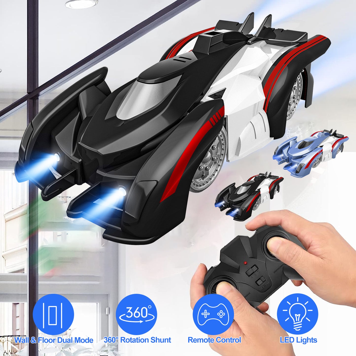 Wall Climbing RC Car with 360° Rotation and LED Lights