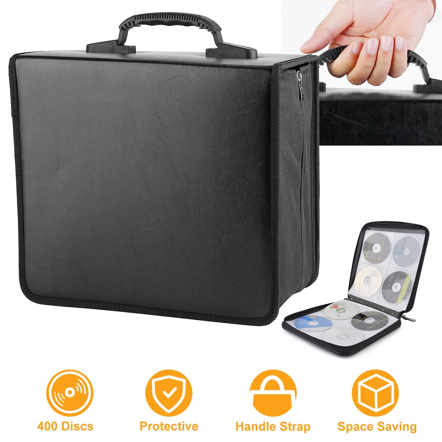 400 Disc CD DVD Storage Case with Carrying Handle