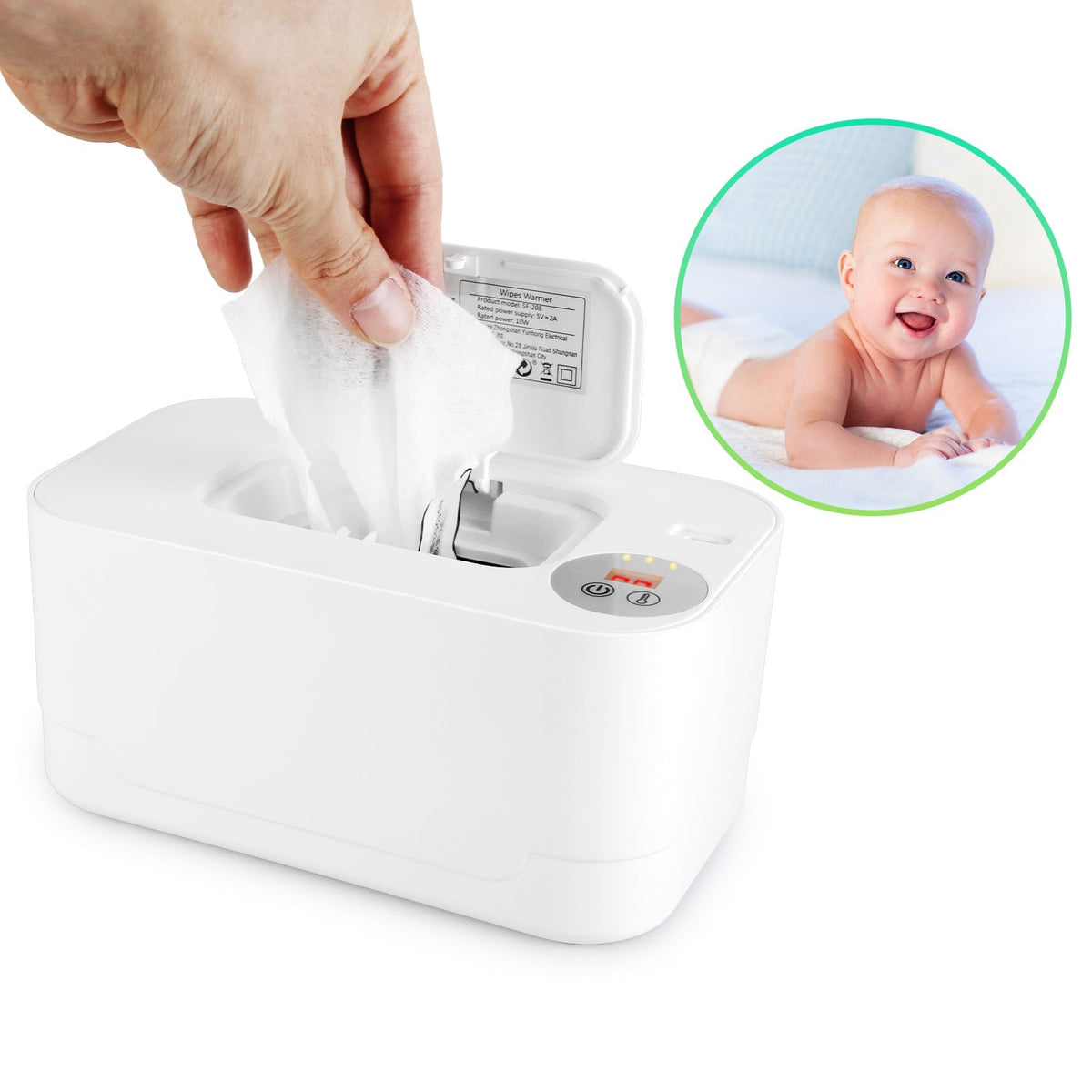 Baby Wipe Warmer With 3 Temperature Settings Type-C Powered Baby Wet Wipes Dispenser With Night Light Large Capacity Diaper Wipe Warmer For Baby
