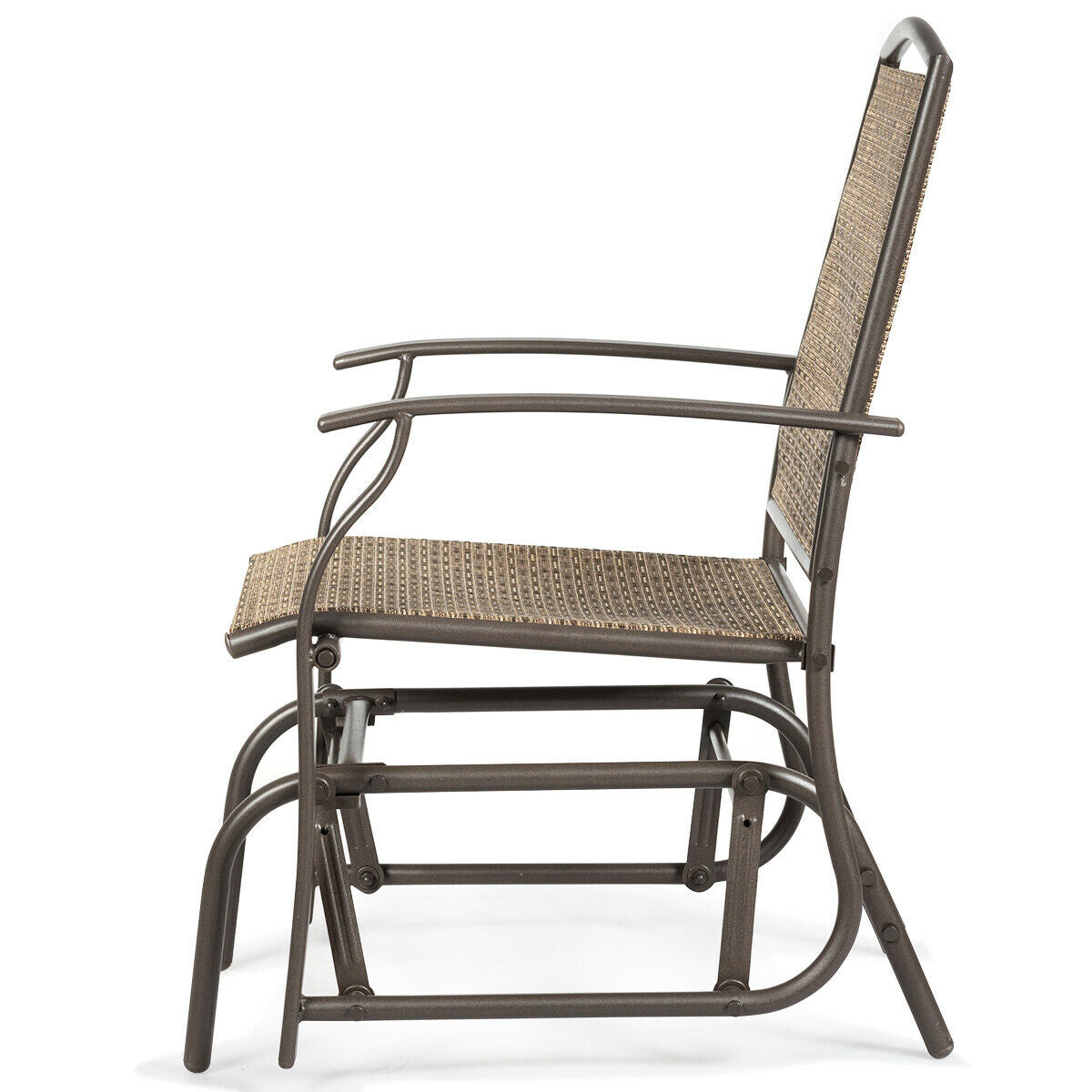 Single Seat Patio Glider Rocking Chair with Steel Frame