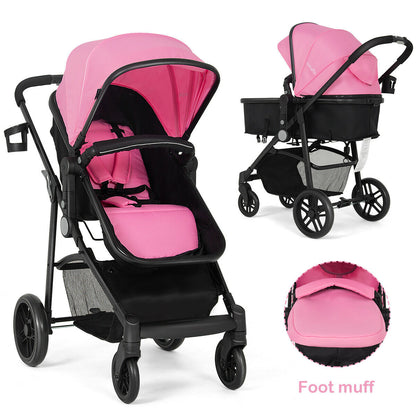 2-in-1 Foldable Baby Stroller with Reversible Seat