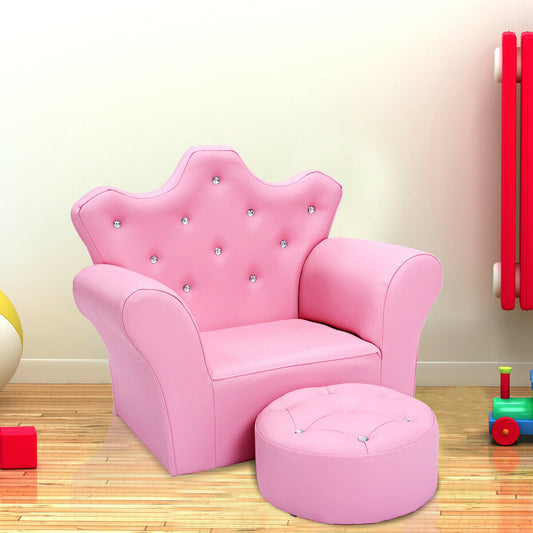 Kids Sofa Armrest Chair with Ottoman for Toddlers