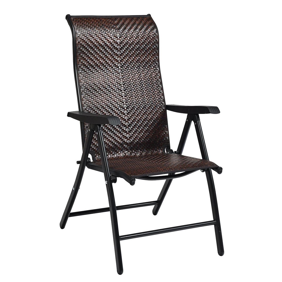 Folding Rattan Patio Reclining Chairs - Set of 2