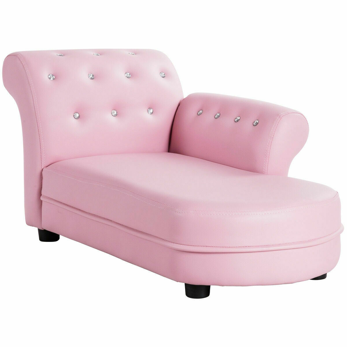Kids Chaise Lounge Sofa with Armrests - Pink