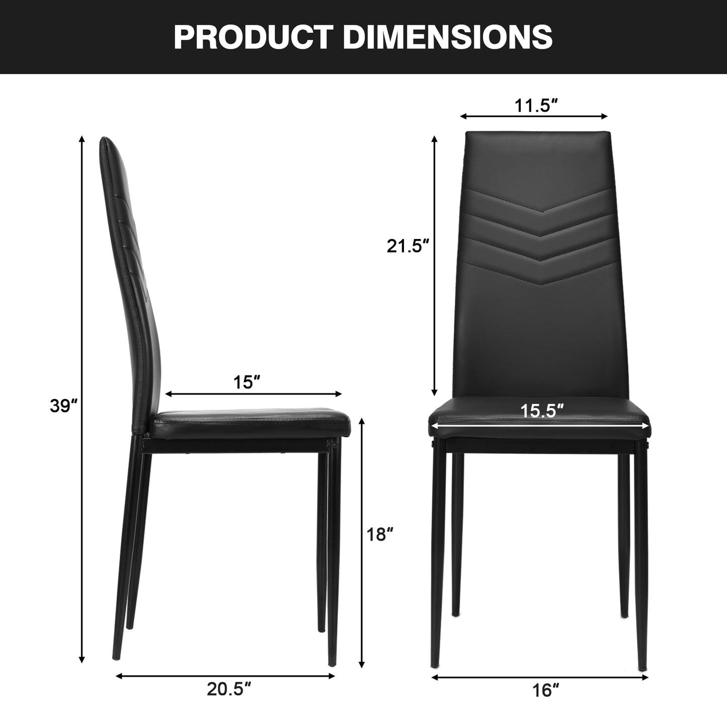 High Back Dining Chairs Set of 4 with PVC Leather