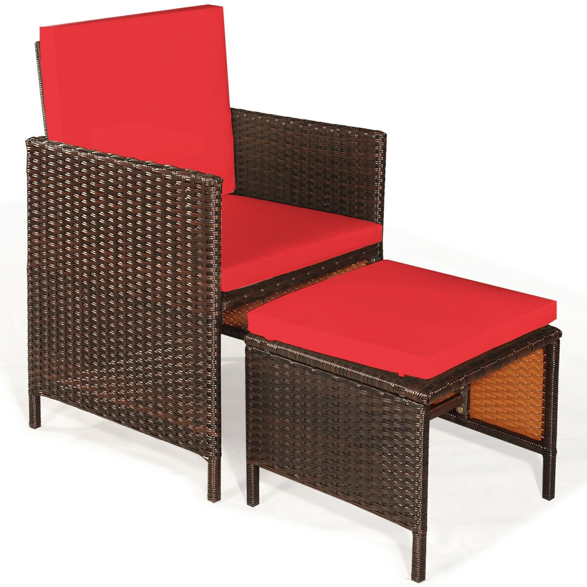 9-Piece Patio Rattan Dining Set with Cushioned Chairs