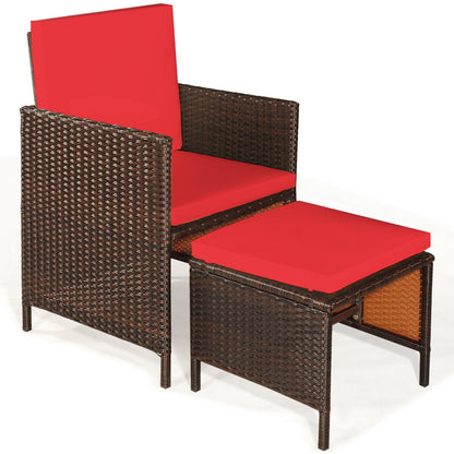 9-Piece Patio Rattan Dining Set with Cushioned Chairs