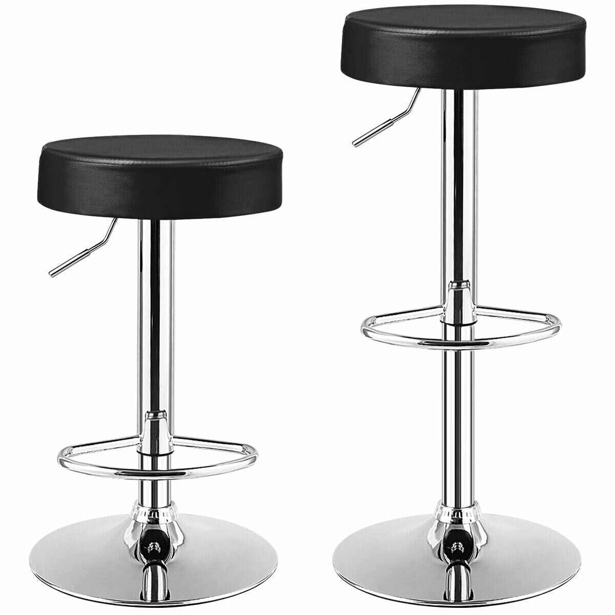 Adjustable Swivel Bar Stool with PU Leather Seat